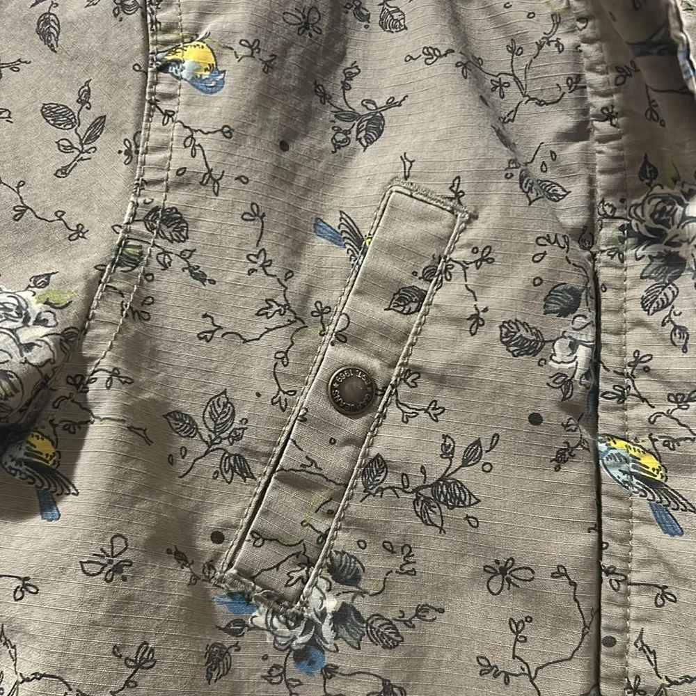 Baby Gap ZipUp Parka Jacket Coat w/hood loop buttons bird floral print lined 5T